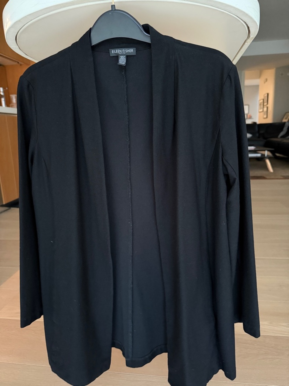 Eileen Fisher Black Open-Front Stretch Crepe Jacket